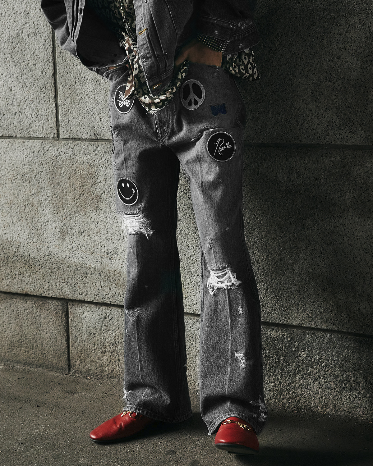 Needles Assorted Patches boot cut Jean M